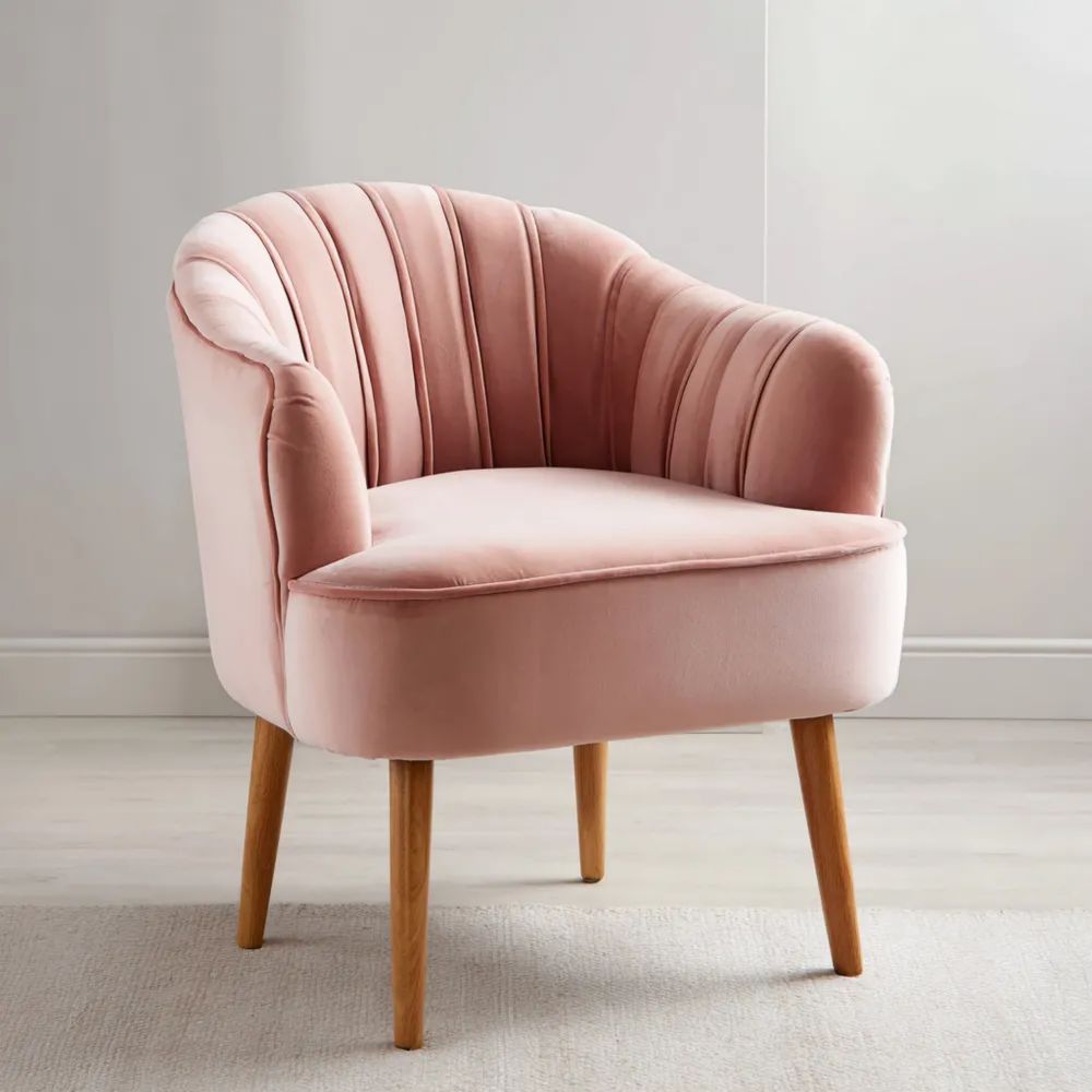 Poltrona Lounge Velluto 75x70x75 cm - Rosa Pallido - Design Moderno