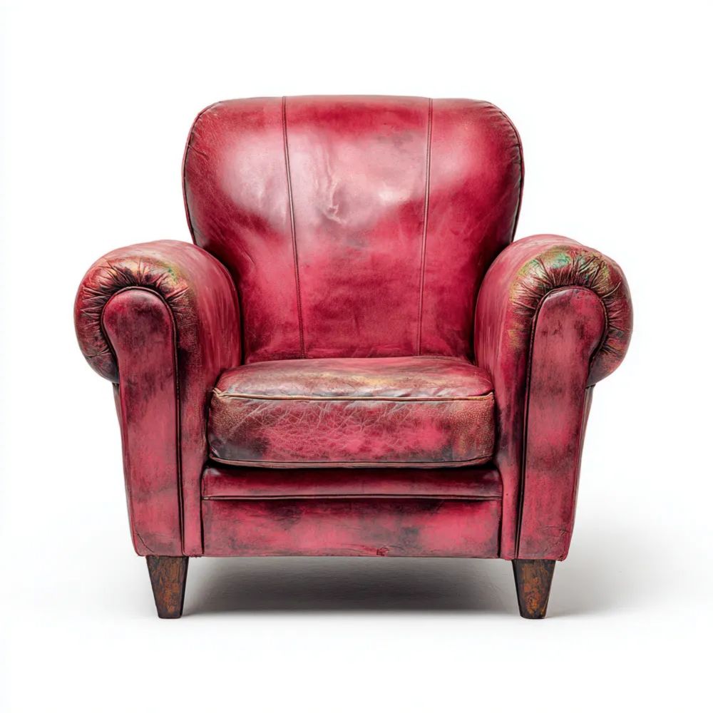 Poltrona in pelle 85x90x80 cm - Rosso - Stile vintage