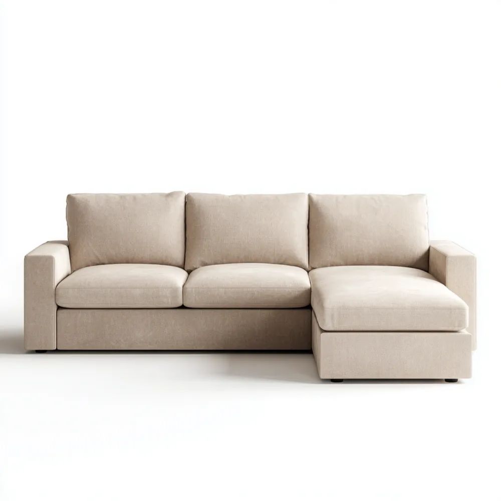 Divano angolare in tessuto 250x90x85 cm - Beige - Design moderno