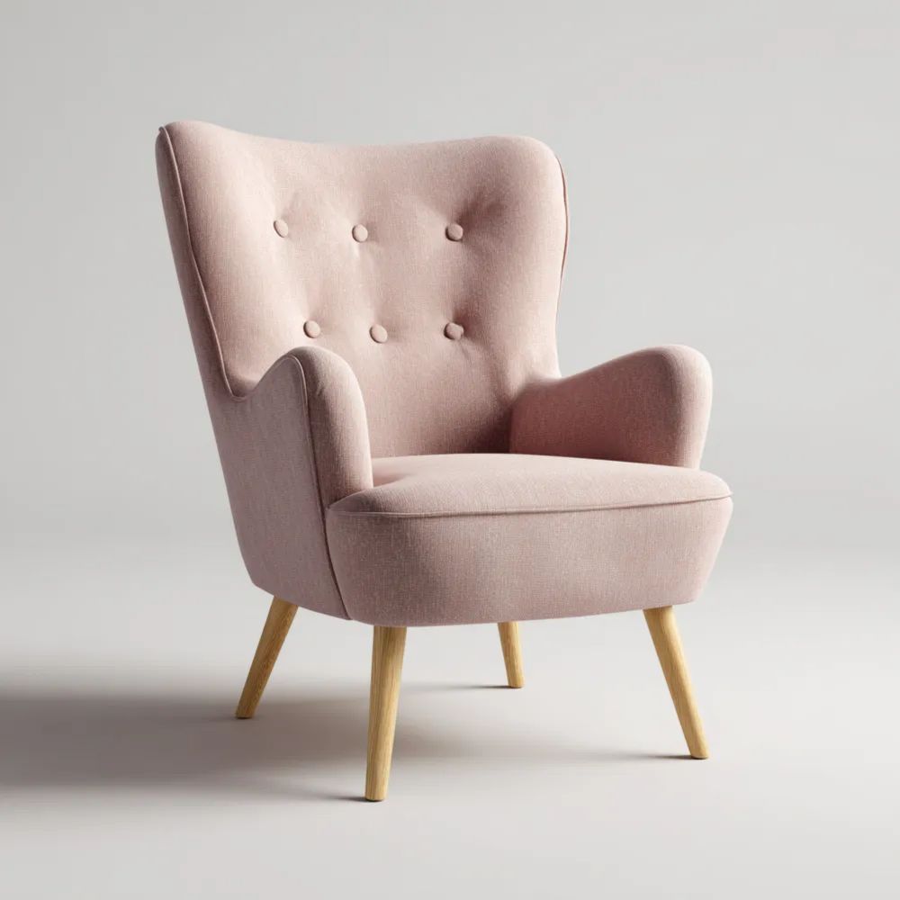 Poltrona in Tessuto Rosa 85x75x90 cm - Design Retrò