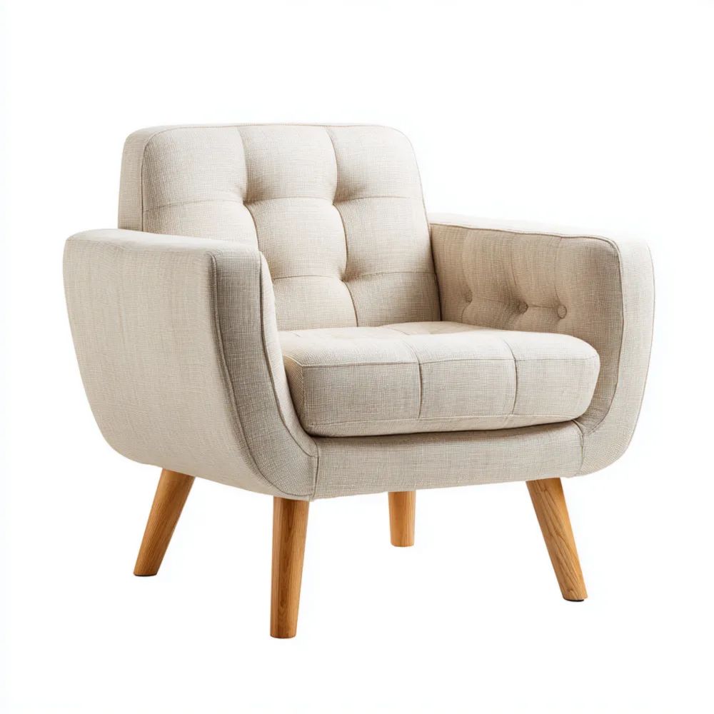 Poltrona in Tessuto 75x80x85 cm - Beige - Design Moderno