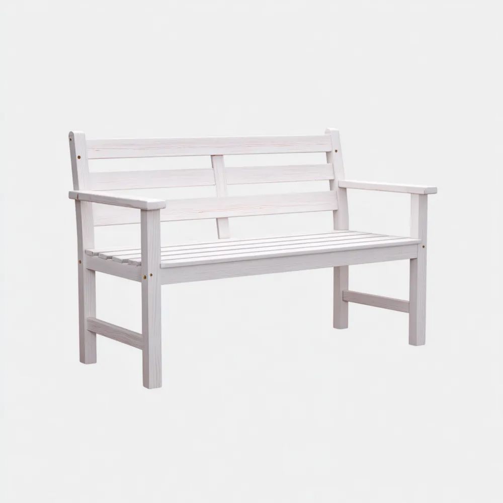 Panca da giardino in legno 120x60x85 cm - Bianco - Design classico-Relaxlano