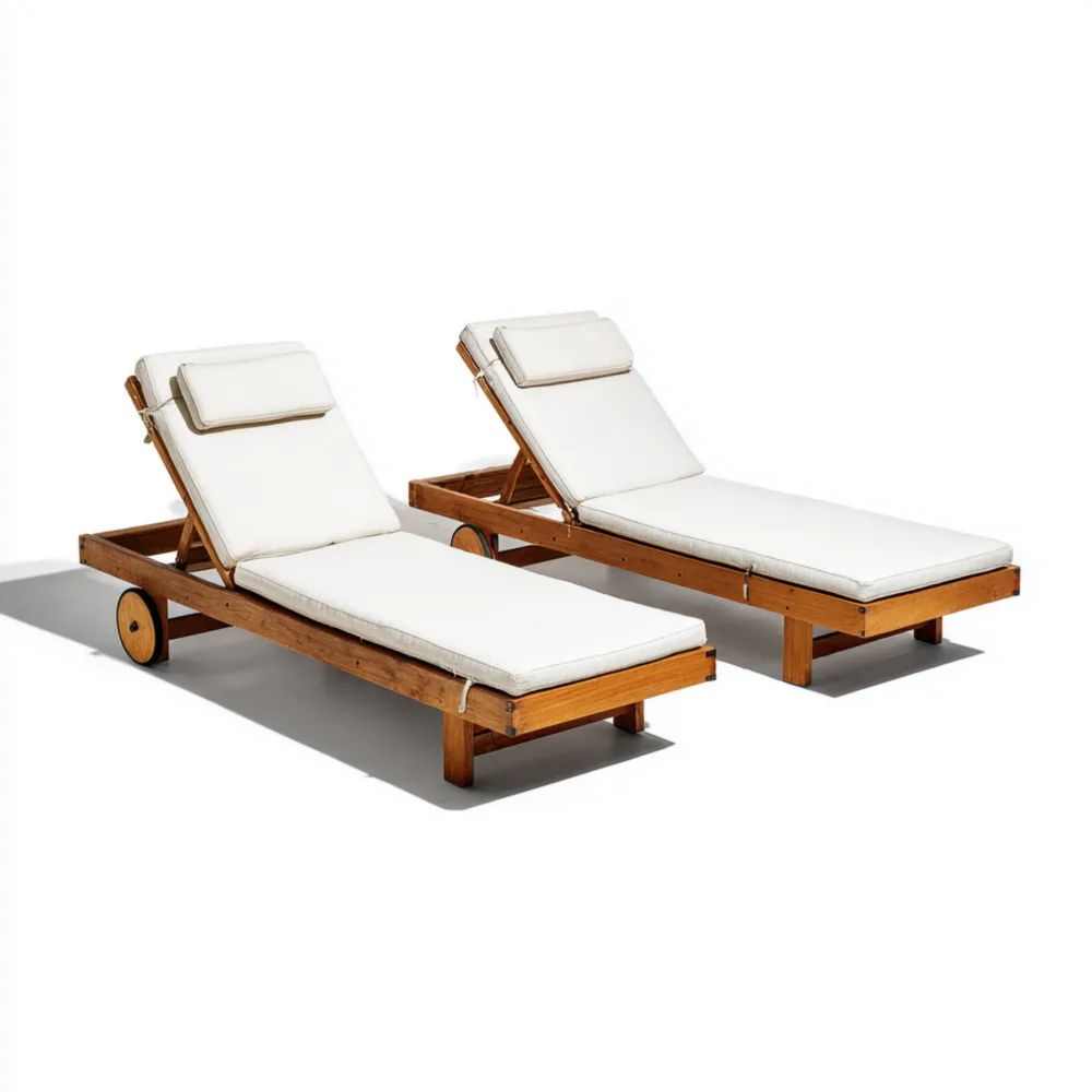 Lettini prendisole in legno 200x60x35 cm con cuscino removibile – Bianco – Design elegante-Relaxlano