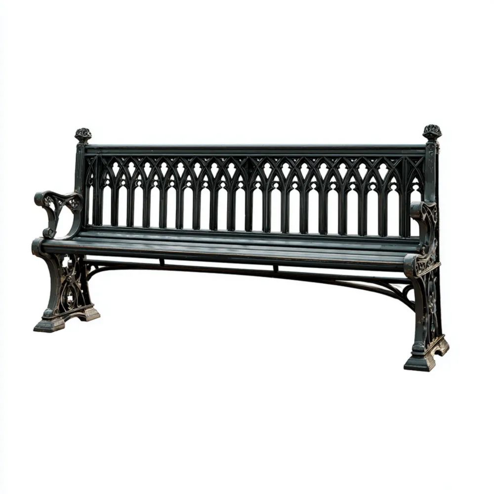 Panca da giardino in ghisa 150x60x80 cm - Design gotico classico-Relaxlano