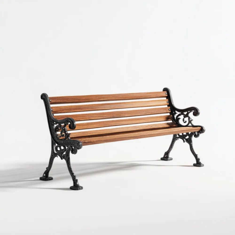 Panca da giardino 125x60x80 cm - Legno e Ghisa - Design Classico-Relaxlano