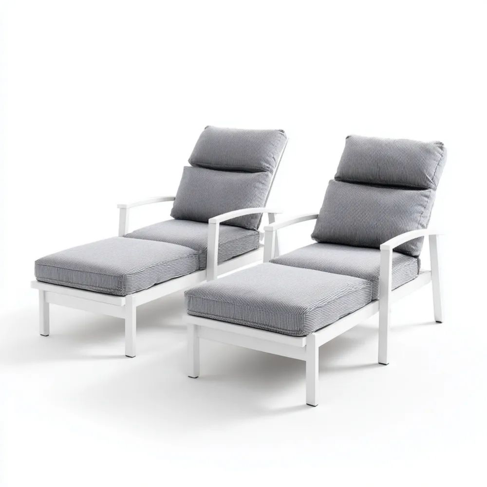 Lettini prendisole imbottiti in alluminio 190x65x90 cm - Grigio - Design moderno-Relaxlano