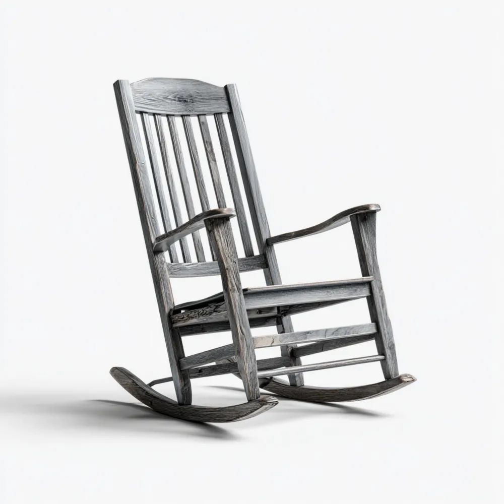 Sedia a dondolo da esterno in legno 95x60x100 cm – Grigio Anticato – Design rustico-Relaxlano