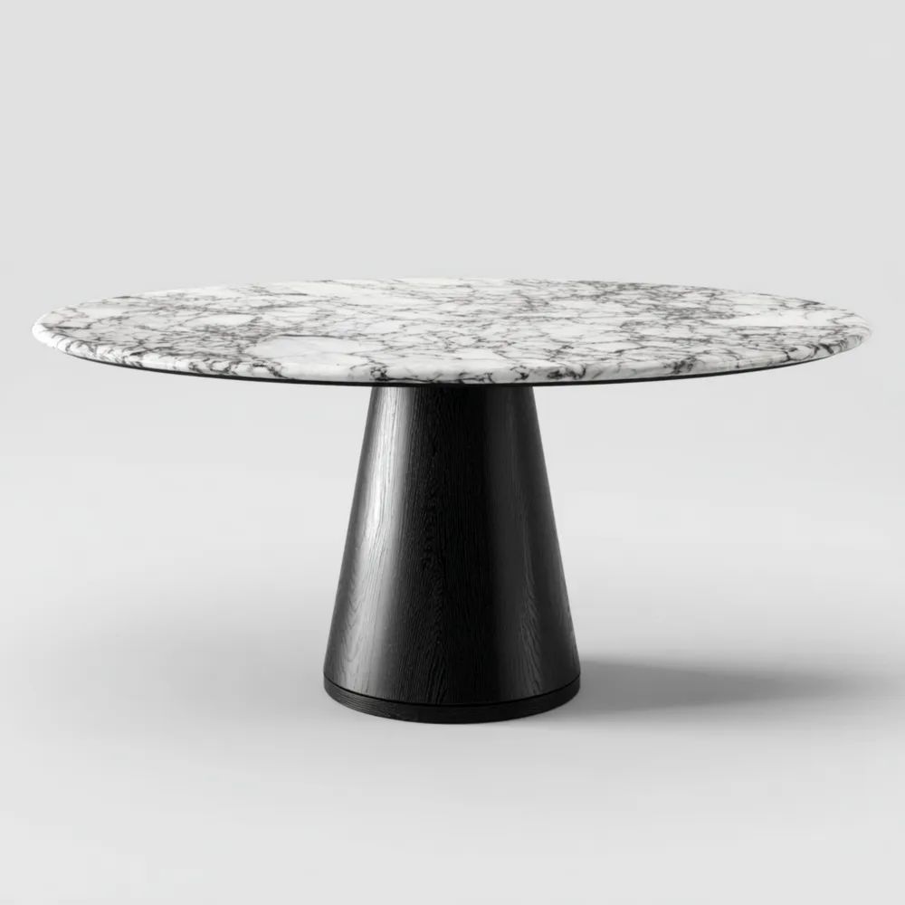 Tavolo da pranzo in marmo 120x120x75 cm – Bianco/Nero – Design moderno-Relaxlano