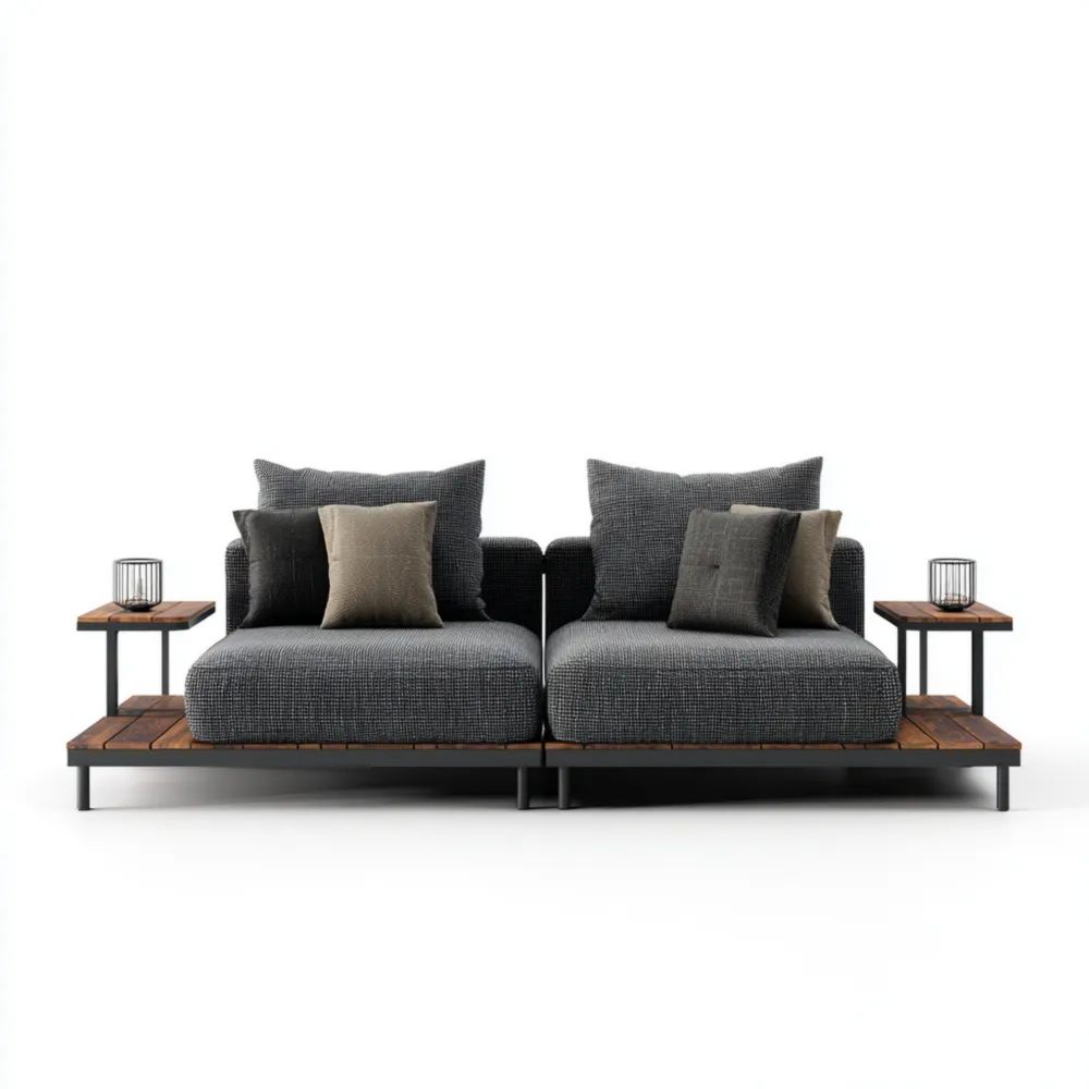 Divano a due posti da esterno 180x85x75 cm - Grigio scuro - Design moderno-Relaxlano