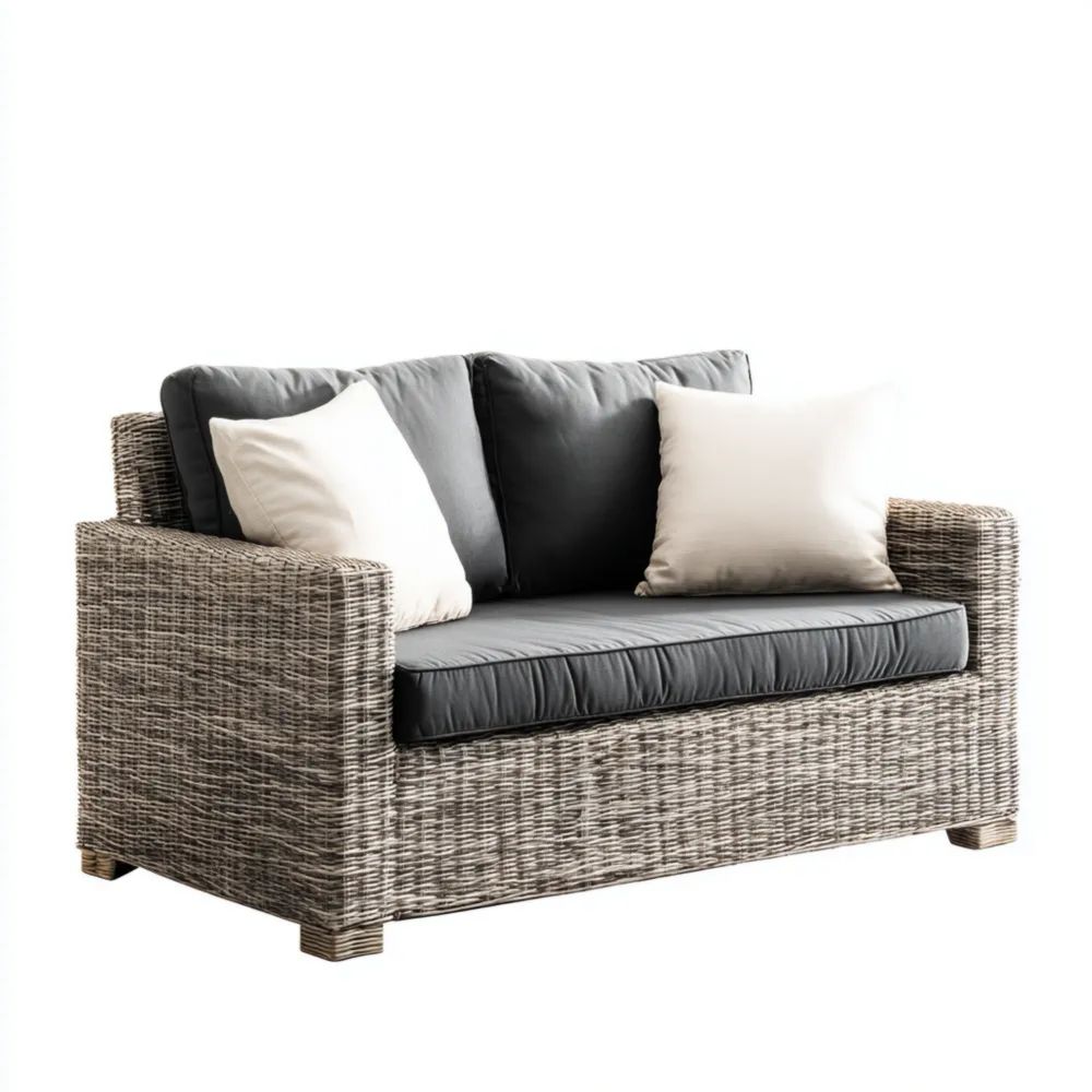 Divano a due posti da esterno in Rattan 150x85x70 cm - Grigio-Relaxlano