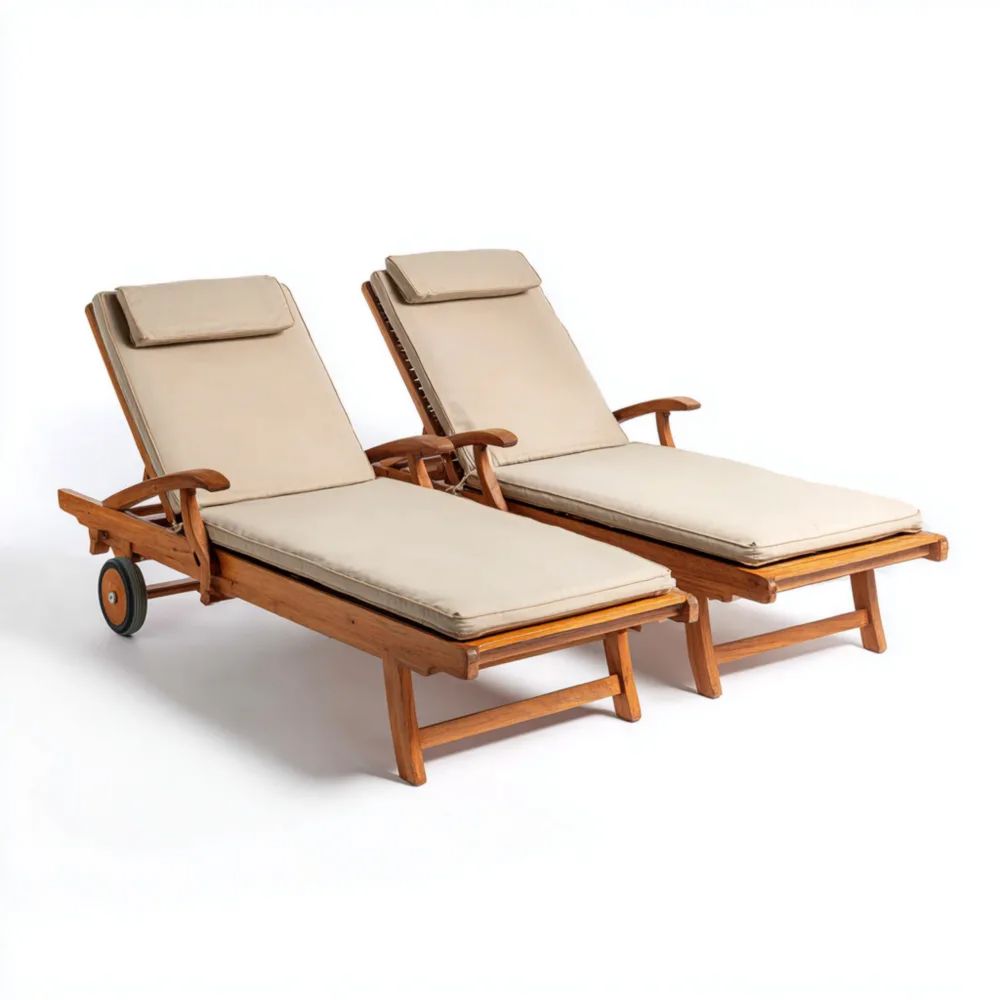 Lettini prendisole in legno 200x70x35 cm - Beige - Design ergonomico-Relaxlano