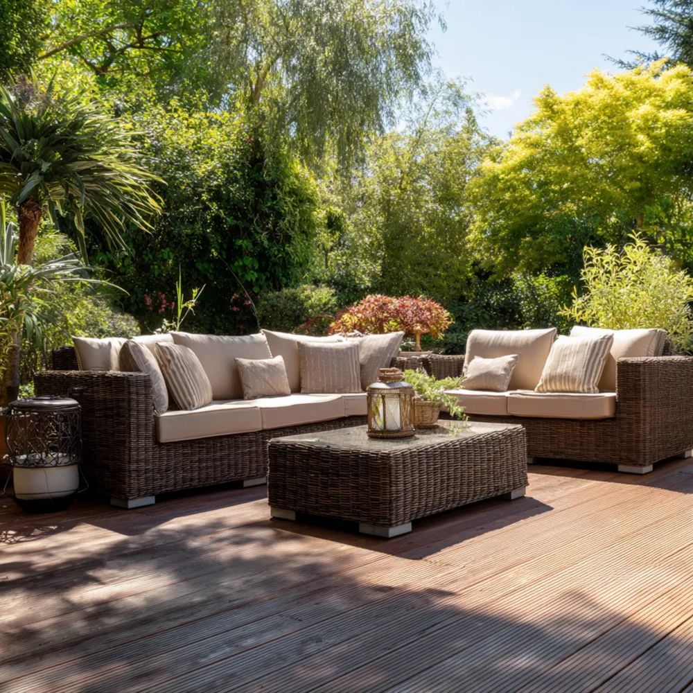 Set di divani da esterno in rattan sintetico 200x80x70 cm - Beige - Design moderno-Relaxlano