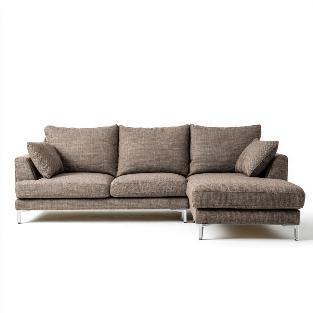 Divano angolare in tessuto 270x160x85 cm - Marrone - Design moderno