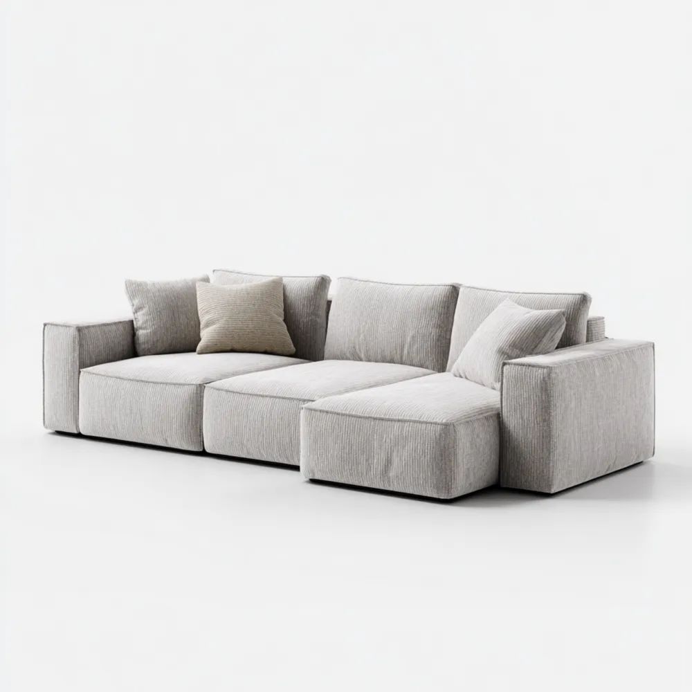 Divano angolare 280x95x85 cm - Grigio Chiaro - Design moderno