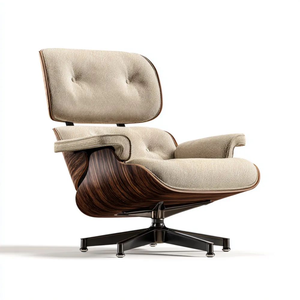 Poltrona Lounge 84x84x84 cm Tessuto Crema - Design Moderno