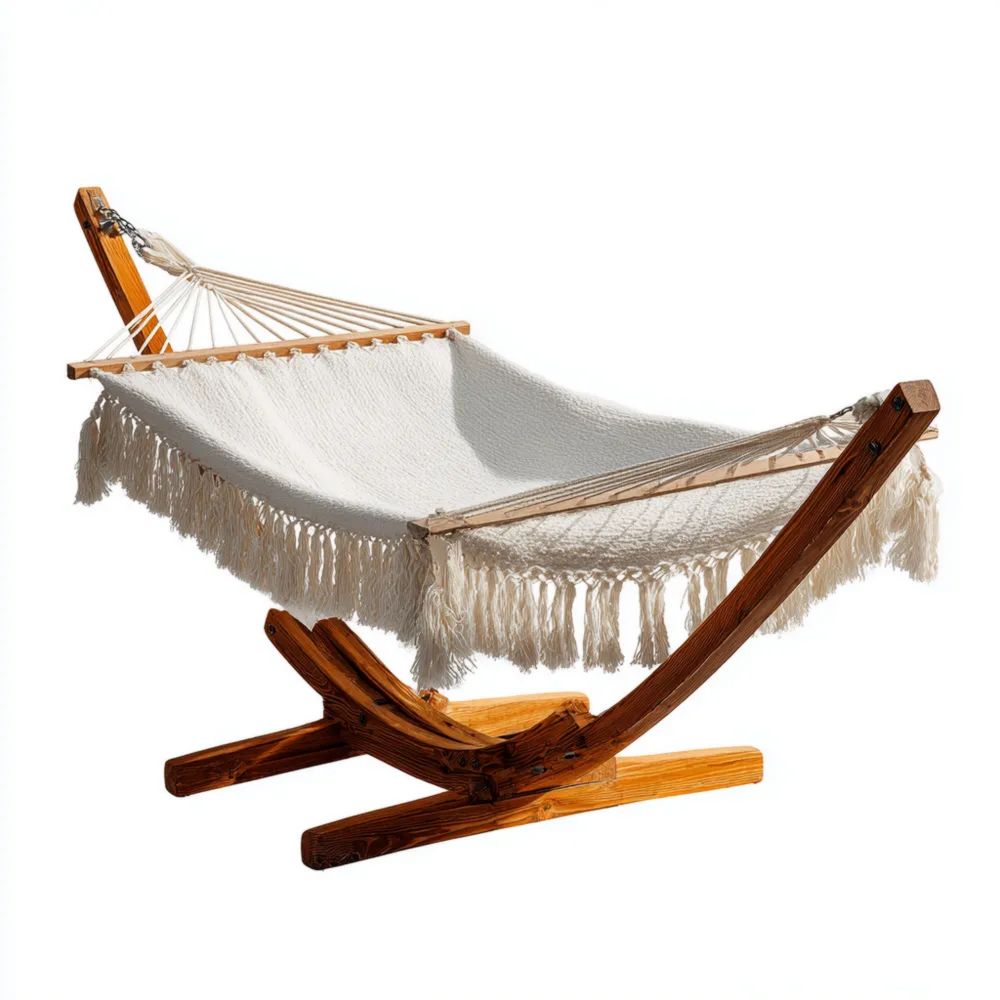 Amaca in legno e cotone 200x100x150 cm - Crema