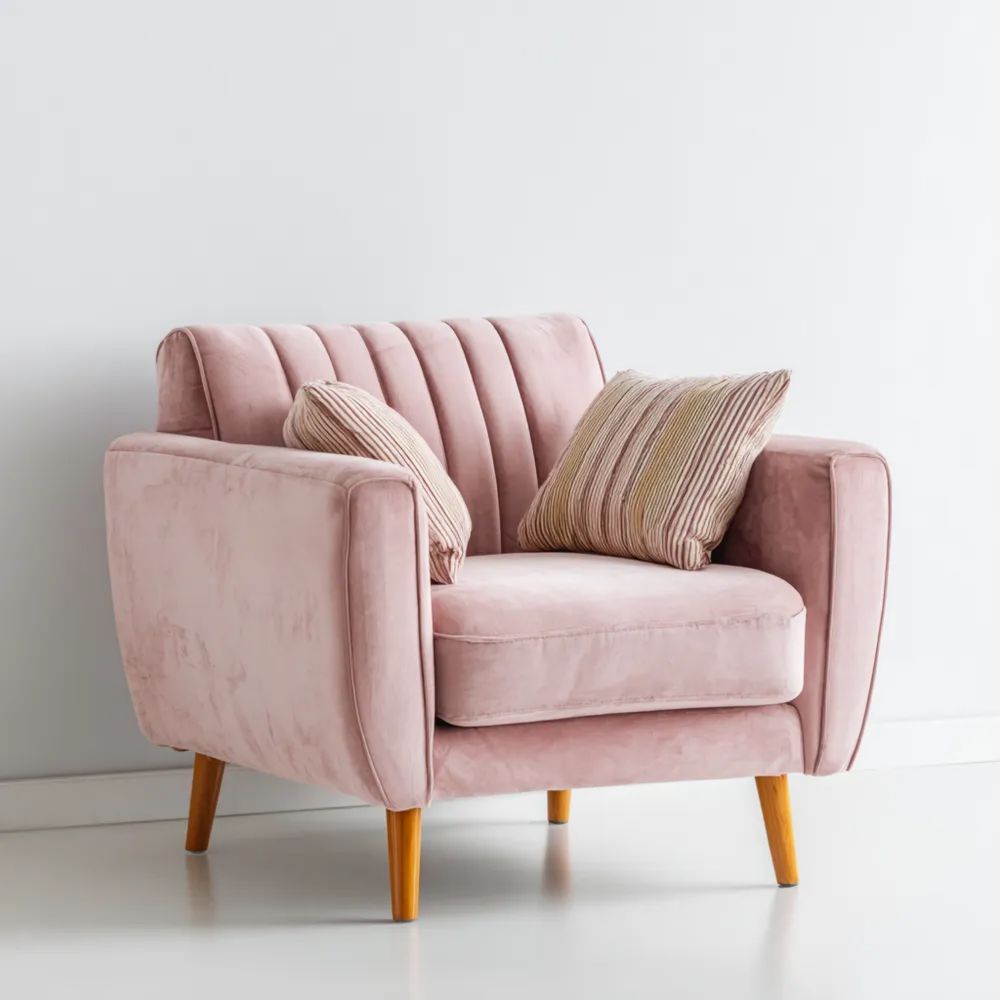 Poltrona in Velluto Rosa 80x75x85 cm - Design Moderno