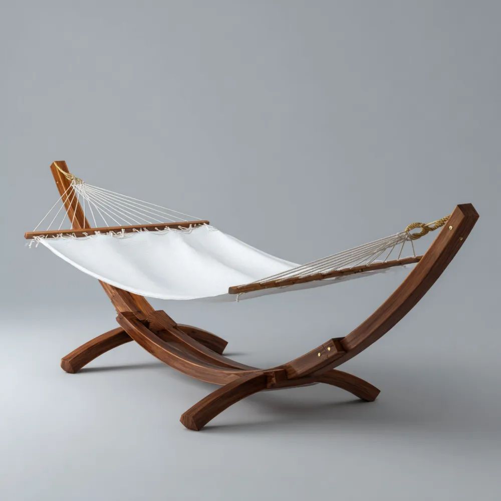 Amaca in legno con supporto 200x100x100 cm – Bianco – Design ergonomico