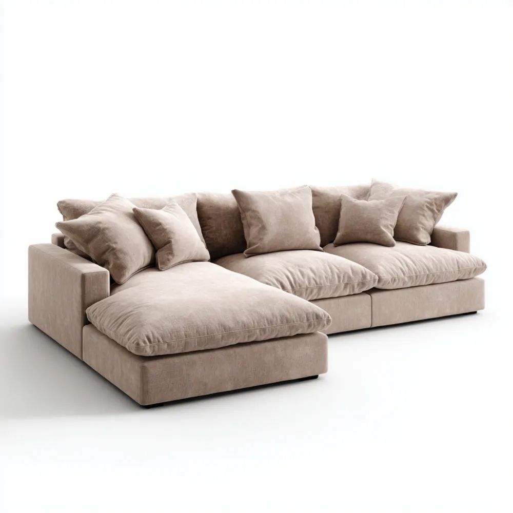 Divano angolare moderno in tessuto 250x150x85 cm - Beige