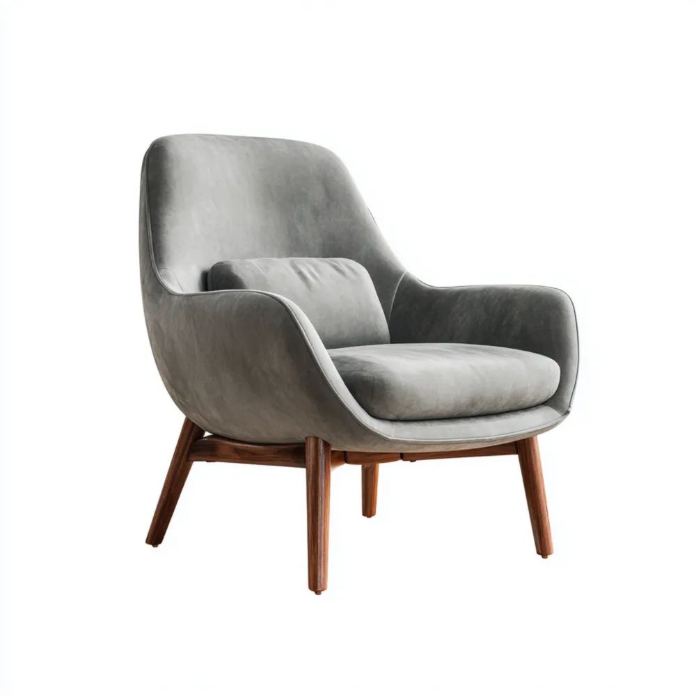 Poltrona in tessuto morbido 85x75x80 cm - Grigio - Design contemporaneo