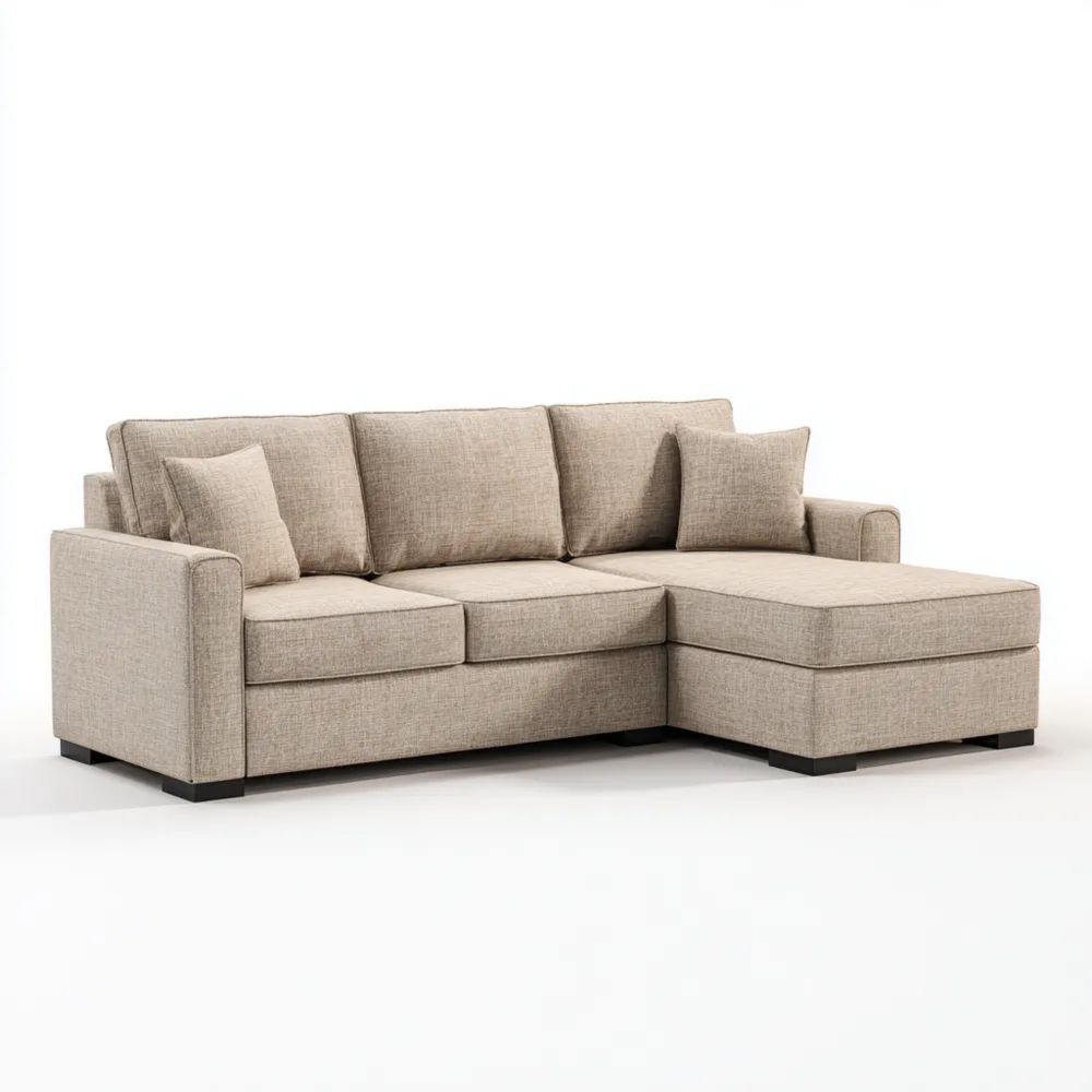 Divano angolare in tessuto 200x140x85 cm – Beige – Design moderno