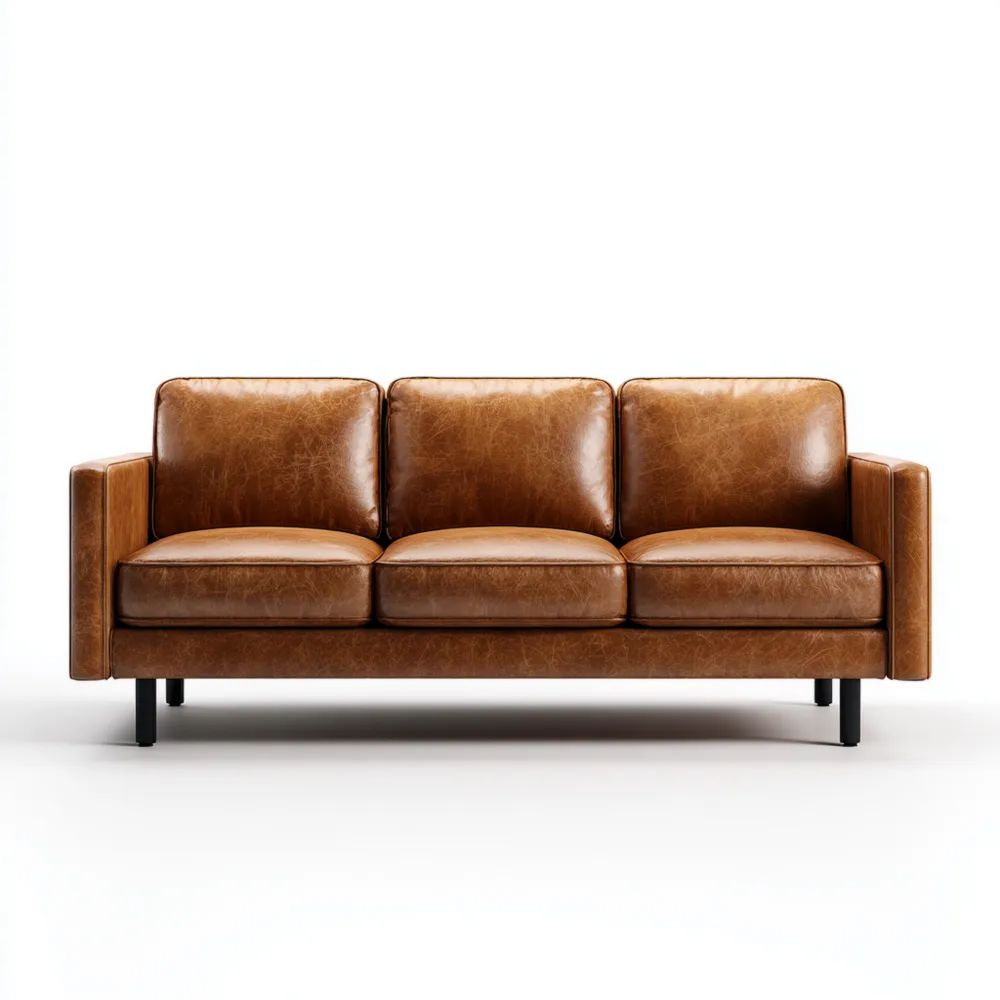 Divano a tre posti in pelle 210x90x85 cm – Marrone – Design classico