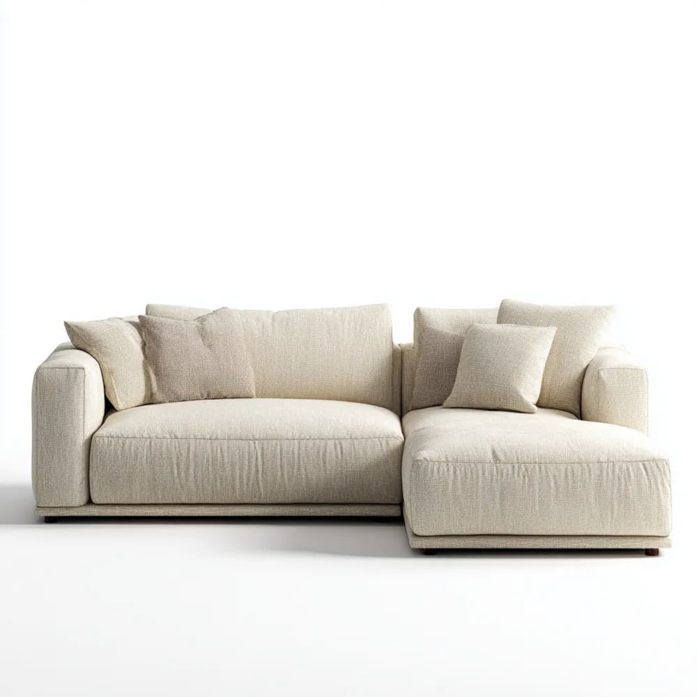 Divano angolare in tessuto 250x160x90 cm - Colore Beige - Design moderno