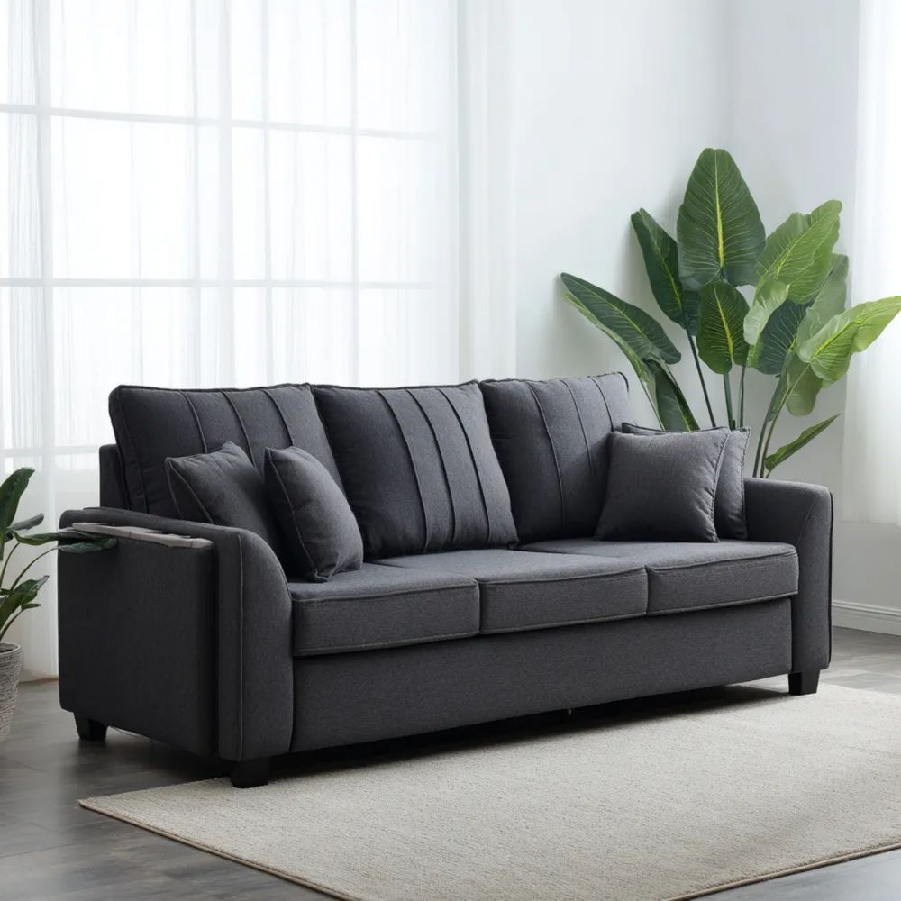 Divano a tre posti 200x90x85 cm - Grigio Scuro - Design Moderno