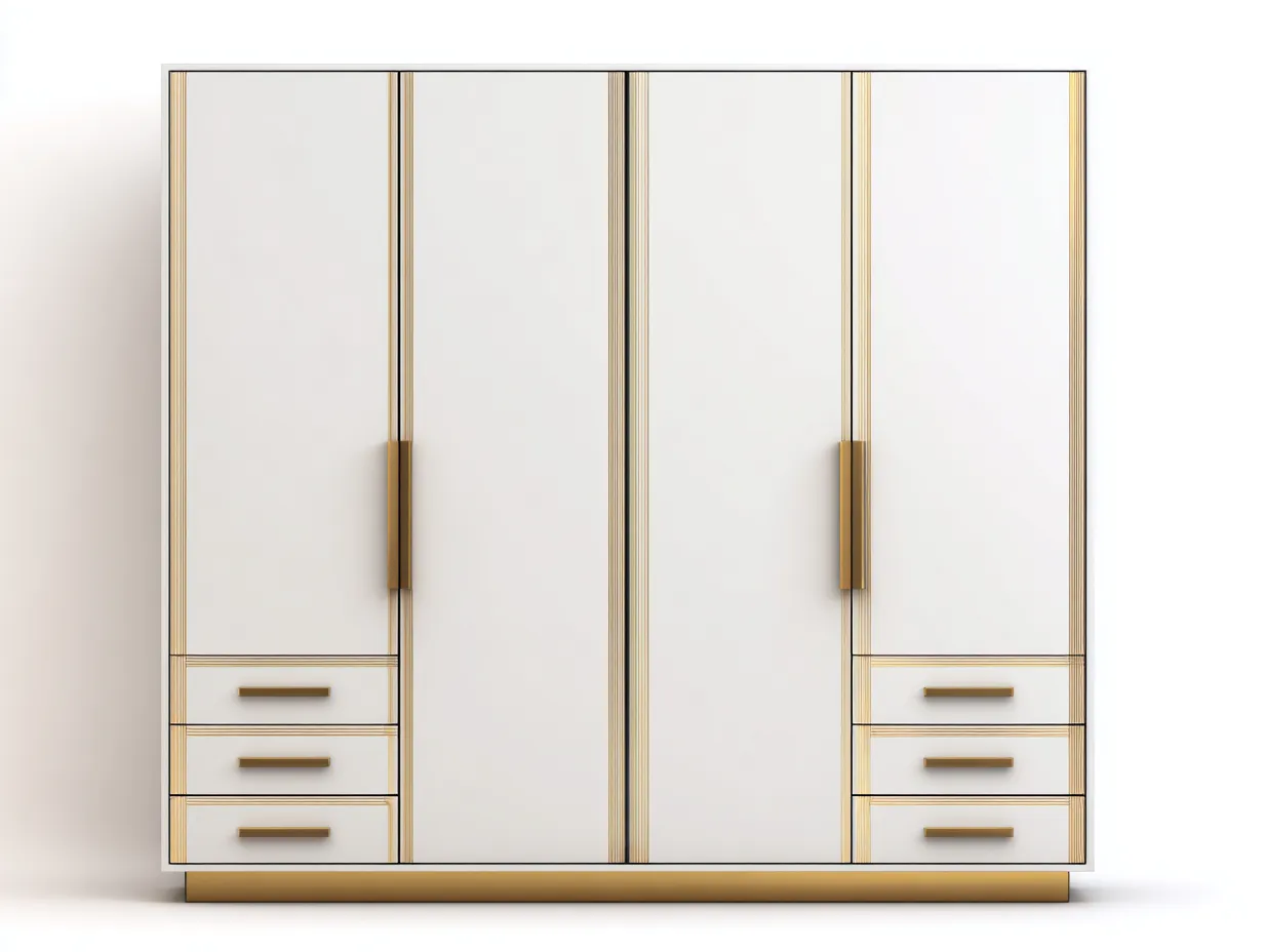 Armadio - pannelli compositi-metallo - 182x60x205 cm - bianco-oro - stile moderno-Nookmyhub