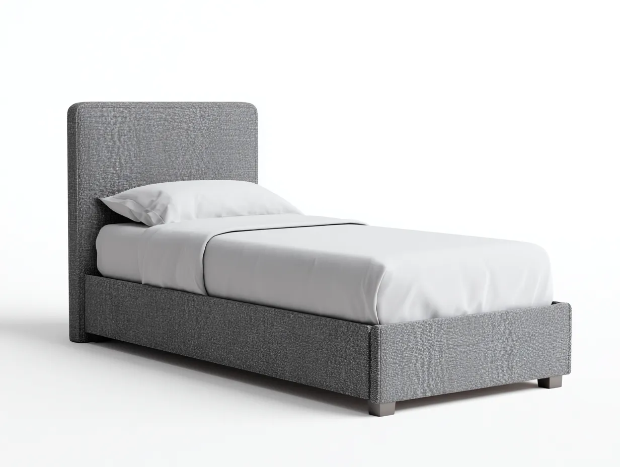 Letto singolo - tessuto - 202x98x92 cm - grigio - stile moderno-Nookmyhub