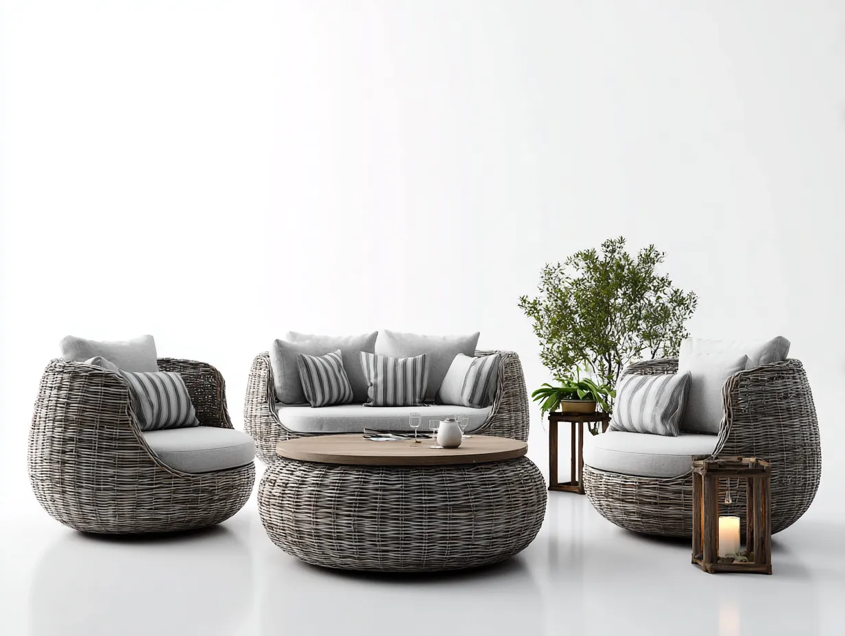 Divani da esterno-rattan sintetico-legno-180x75x77 cm-grigio-design naturale-Nookmyhub