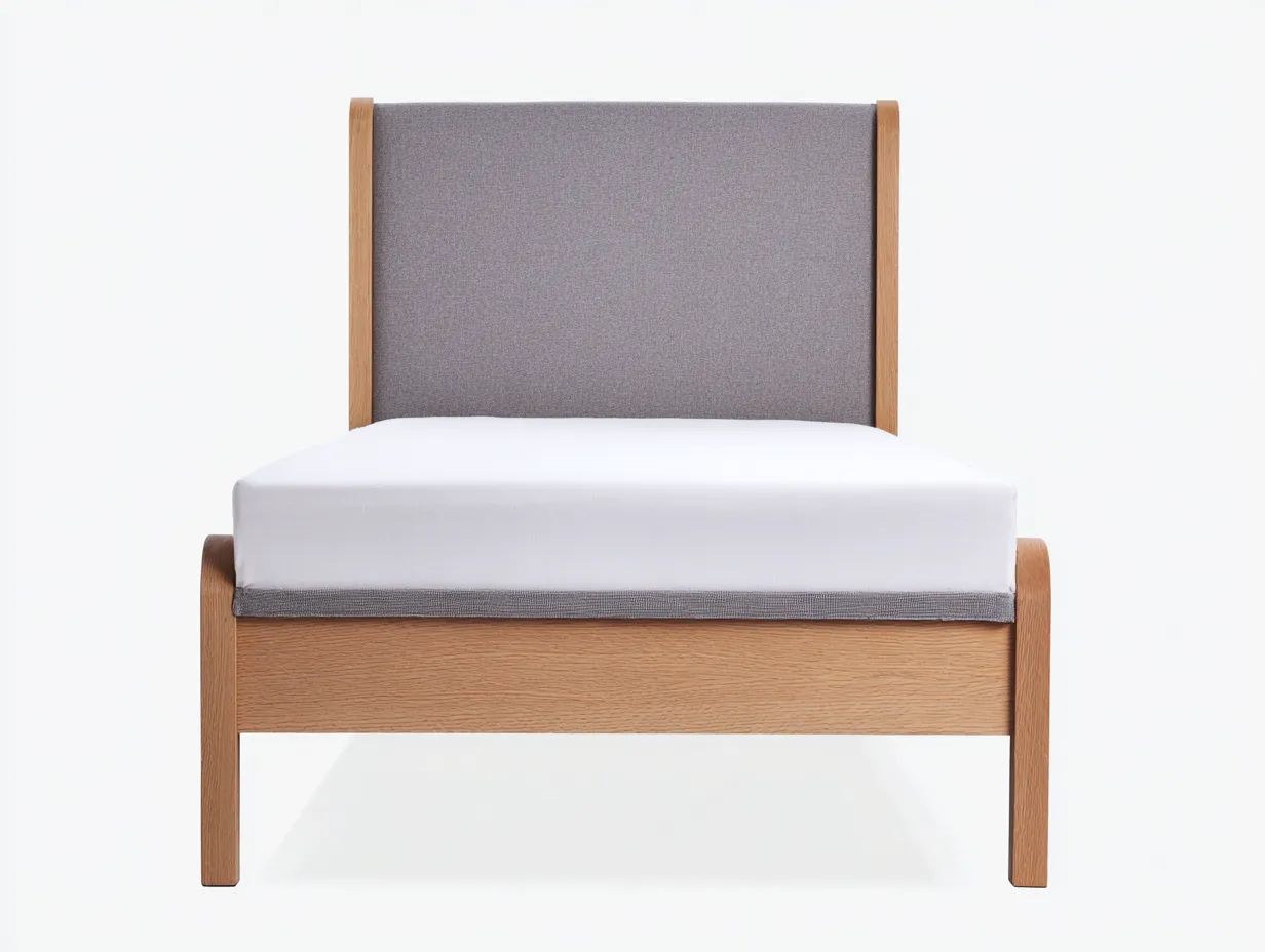 Letto singolo - legno-tessuto - 200x94x92 cm - legno chiaro-grigio - stile moderno-Nookmyhub