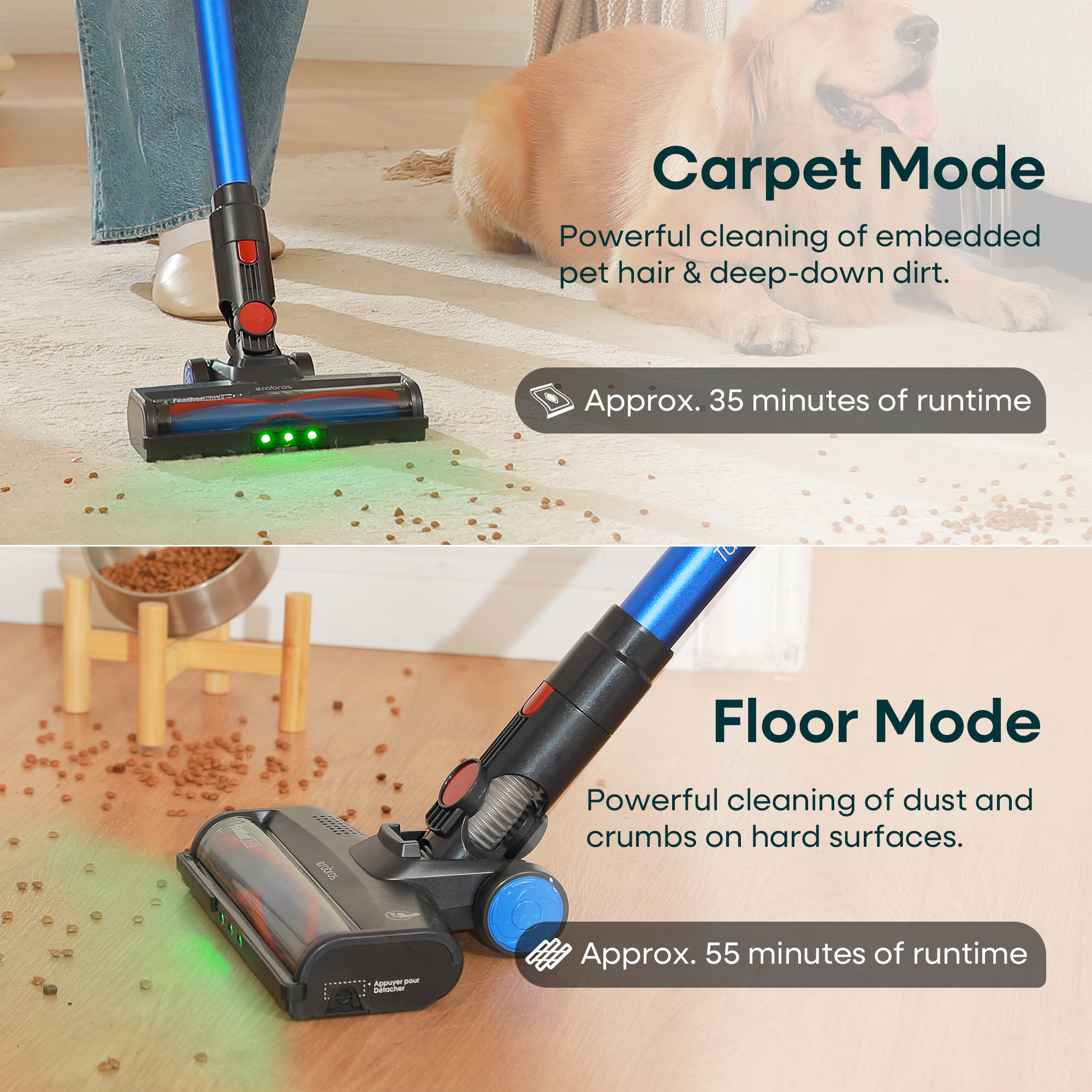 Erabros EV2 450W 55kpa Cordless Vacuum Cleaner High Suction Power Handheld 