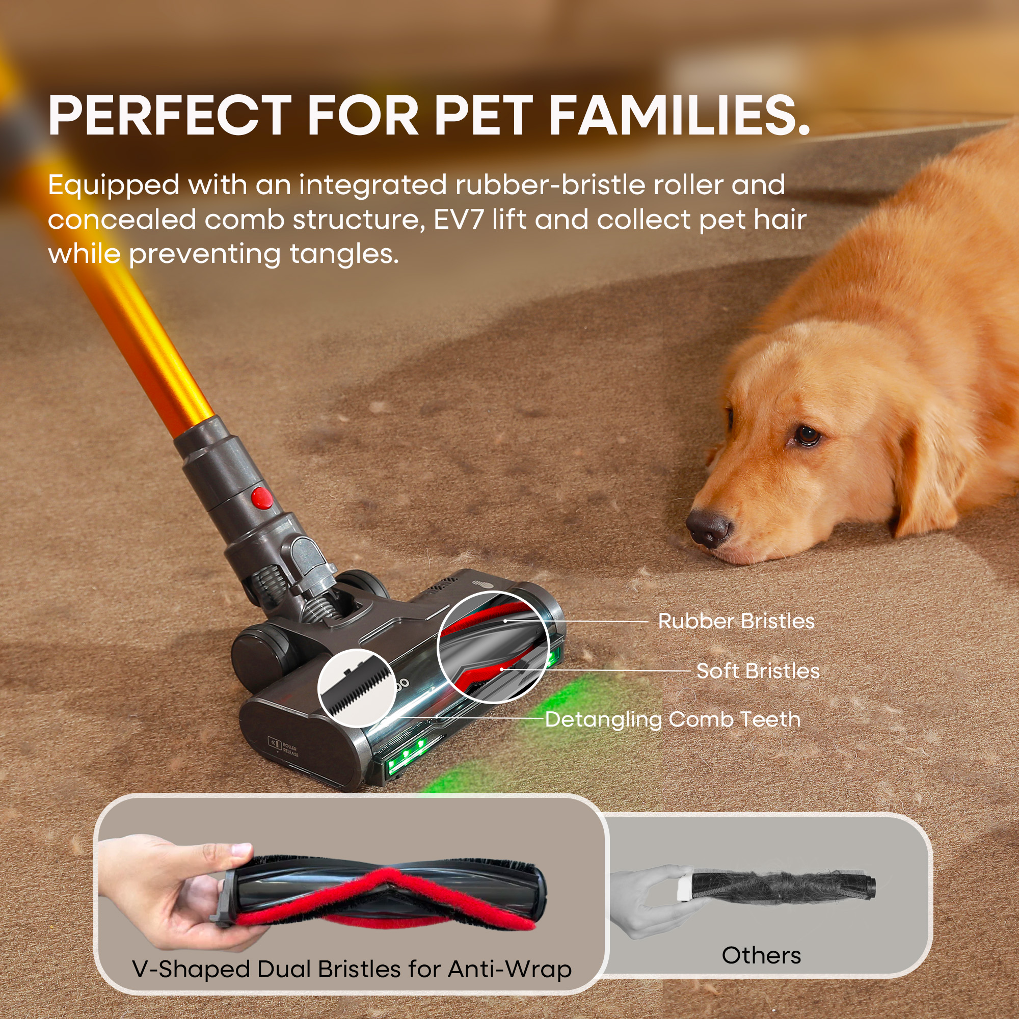 Erabros EV7 Cordless Vacuum Cleaner,70KPa Suction,550W Motor,70Min Runtime,Charging Storage Base