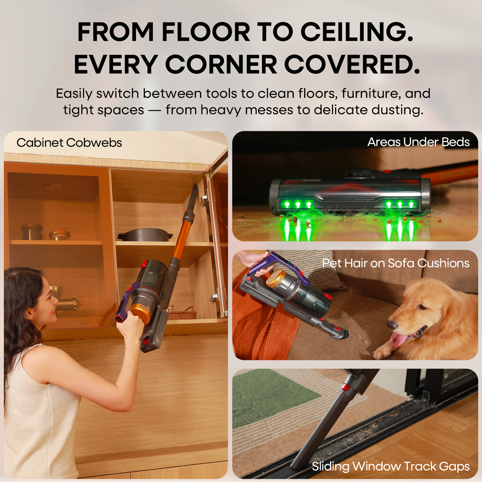 Erabros EV7 Cordless Vacuum Cleaner,70KPa Suction,550W Motor,70Min Runtime,Charging Storage Base
