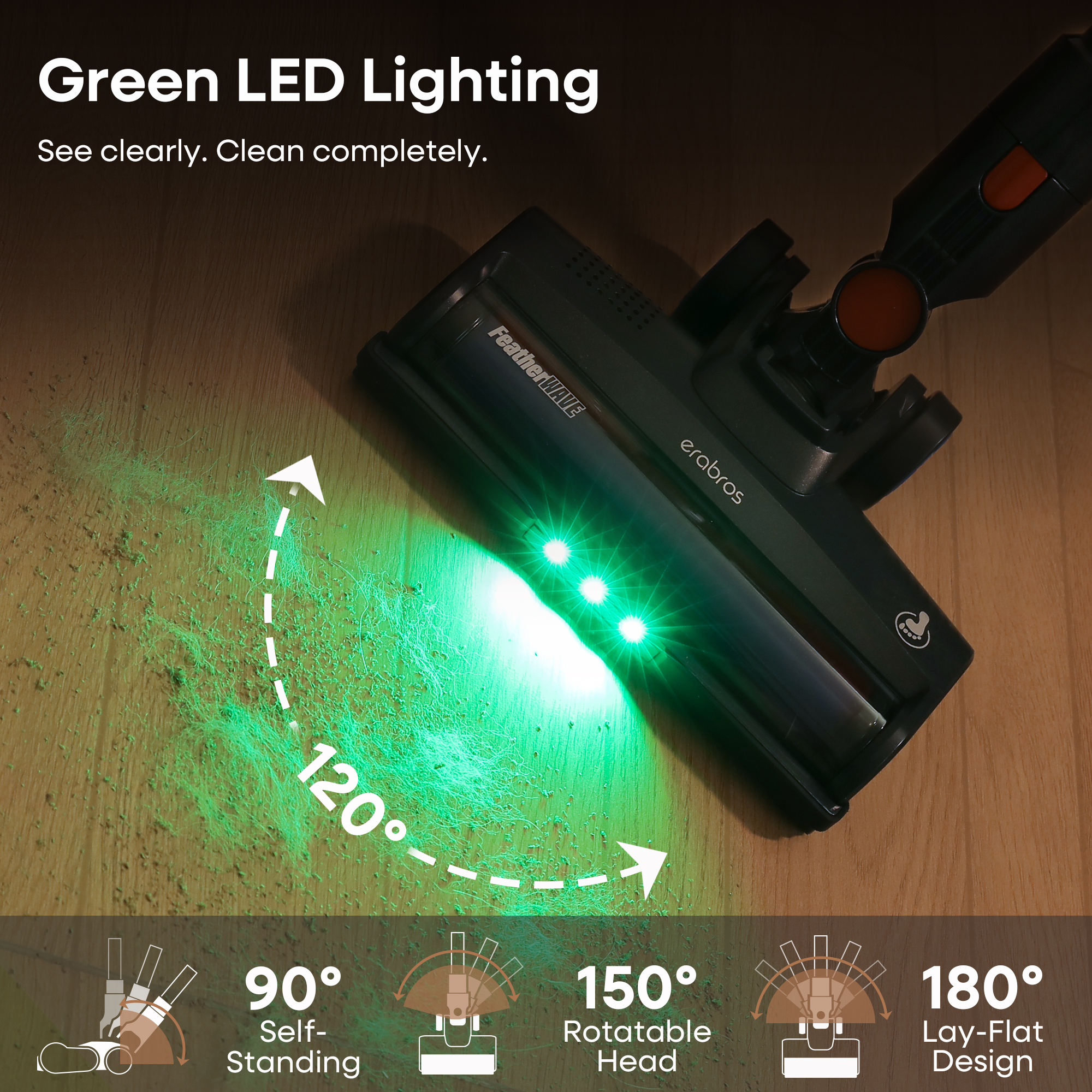 Erabros EV2 450W 55kpa Cordless Vacuum Cleaner High Suction Power Handheld 