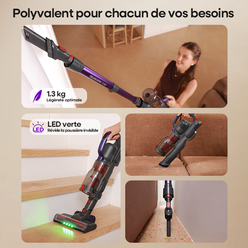 Erabros EV3 Cordless Vacuum Cleaner 450w 60Kpa Suction Power 60mins Cordless Vacuum