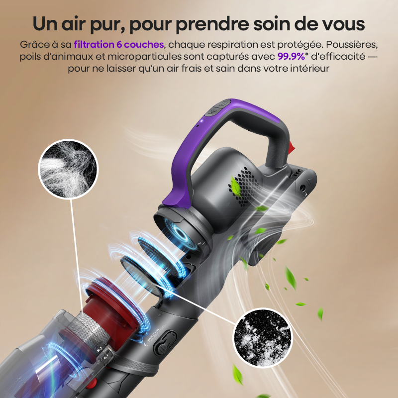 Erabros EV3 Cordless Vacuum Cleaner 450w 60Kpa Suction Power 60mins Cordless Vacuum