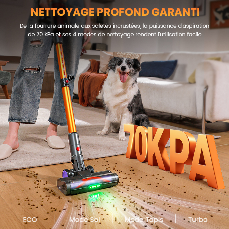 Erabros EV5 550W 70KPA Cordless Vacuum Cleaner Ultra-Strong Suction Power 80Mins Runtime