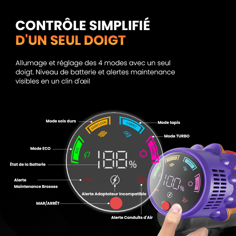 Erabros EV5 550W 70KPA Cordless Vacuum Cleaner Ultra-Strong Suction Power 80Mins Runtime