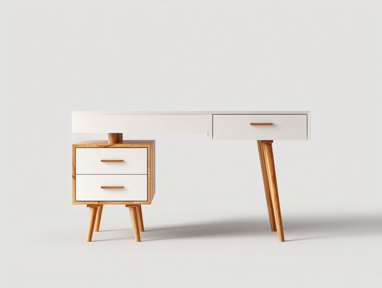 Mesa de oficina de interior 140x60x75 cm - madera y acabado blanco - diseño moderno-Roommybay