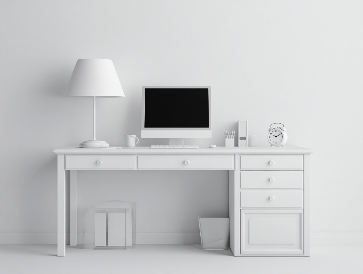 Mesa de oficina de interior 150x65x75 cm - madera con acabado blanco - estilo clásico-Roommybay