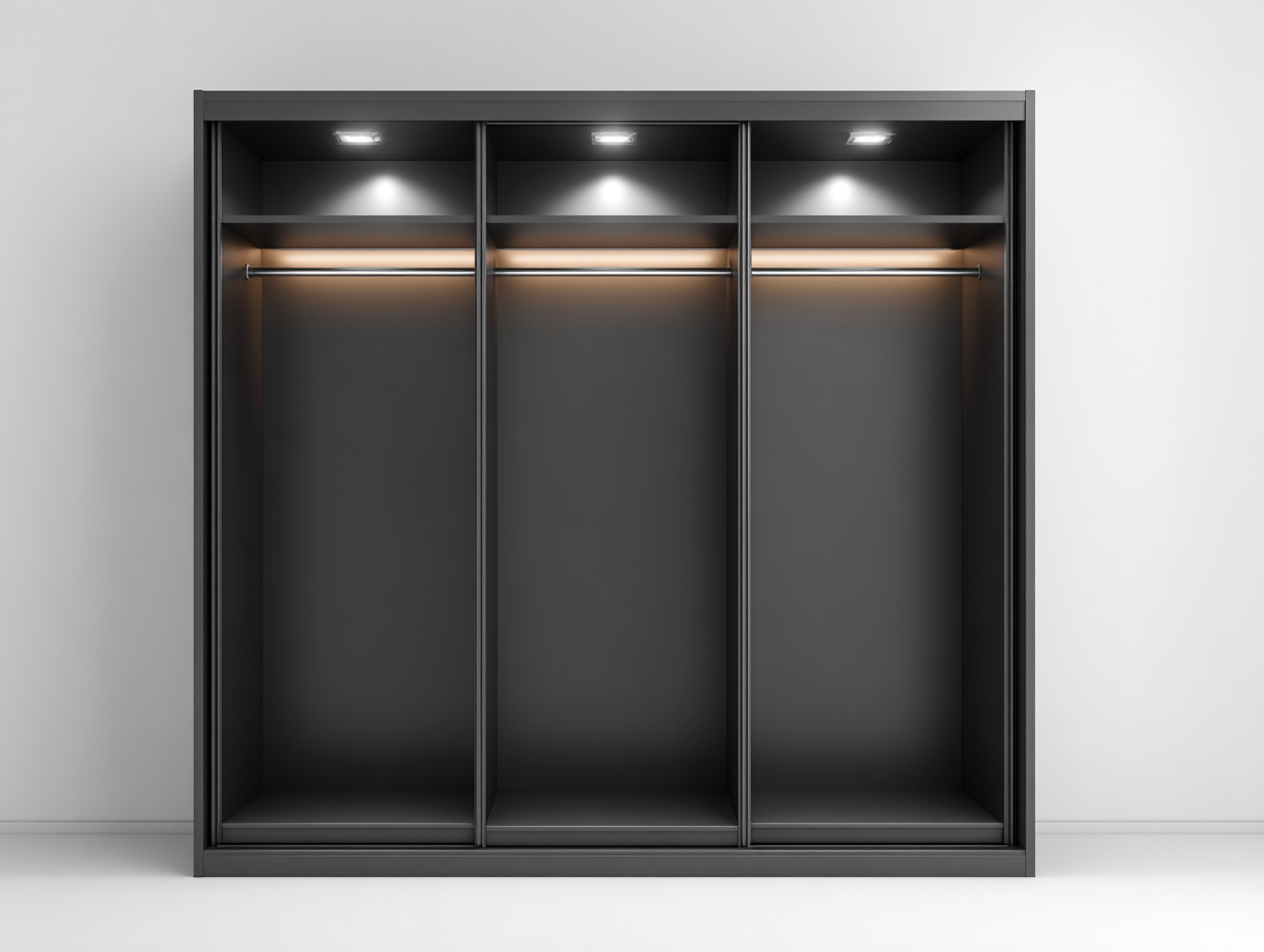 Armario madera 180x60x200cm negro para dormitorio - diseño moderno-Roommybay