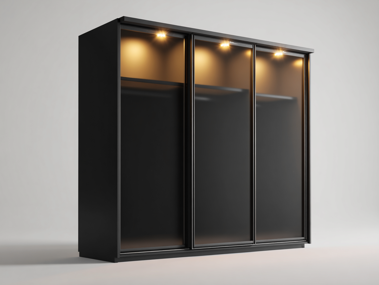 Armario de interior 200x60x220 cm - madera con acabado negro - estilo moderno-Roommybay