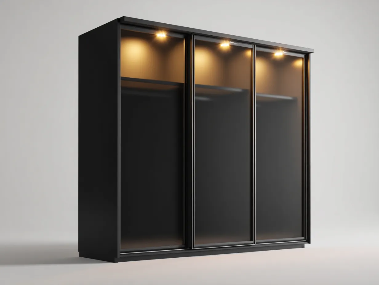 Armario de interior 200x60x220 cm - madera con acabado negro - estilo moderno-Roommybay