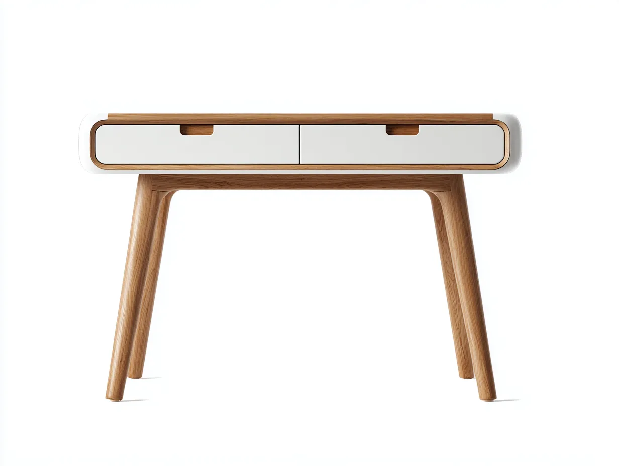Mesa de oficina con cajones 120x55x75 cm - blanco y madera - diseño moderno para despacho-Roommybay