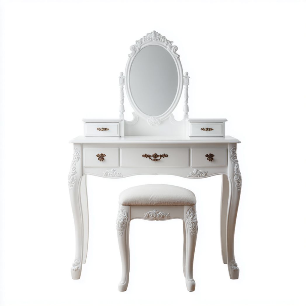 Coiffeuse en bois d'hévéa massif blanc-Luonto Furniture