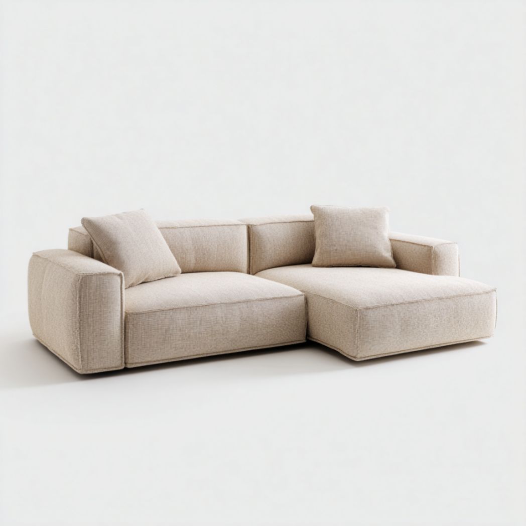 Canapé d'angle modulaire en tissu bouclé beige-Luonto Furniture