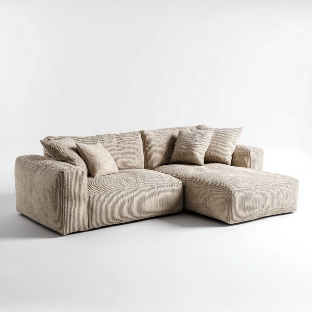 Canapé modulable angle droit en tissu côtelé beige-Luonto Furniture