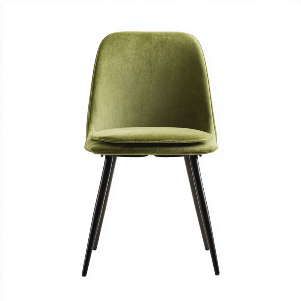 Chaise en Tissu en polyester vert avec pieds en métal noir-Luonto Furniture